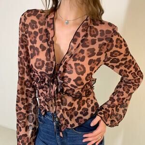 NWT REVOLVE & ANIMAL PRINT lovers COMMENSE ruffle chiffon cheetah leopar…